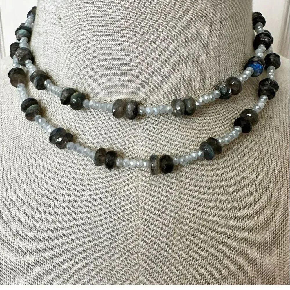 long labordorite beaded necklace